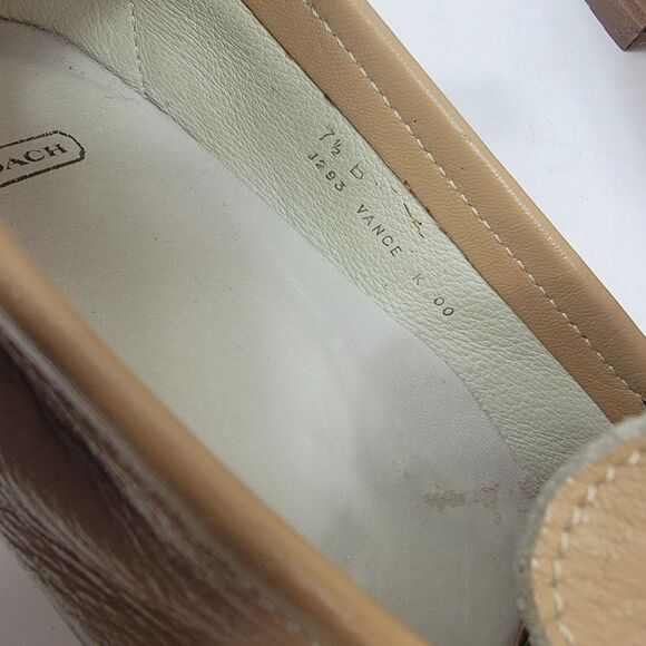 Vintage Coach Made in Italy Soft Beige Leather Loafer Flar  Size 7.5 - Picture 7 of 9